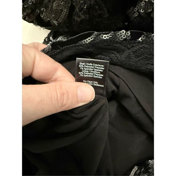 Dress the Population Lola Womens Black Sequin Velvet Mini Bodycon Dress Small - Picture 5 of 6